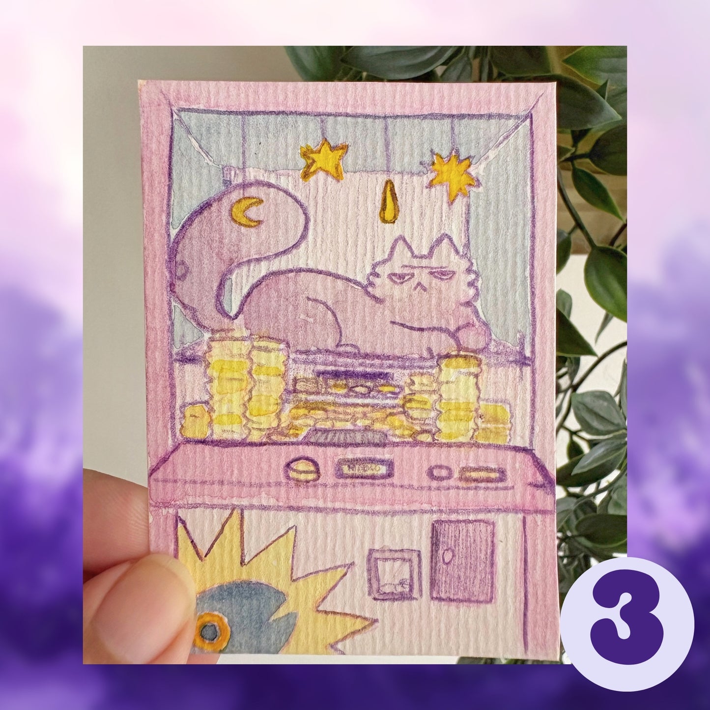 🔴 ACEO ORIGINALS - Cafe & Garden Collection - "Cooper's Coin Pusher"