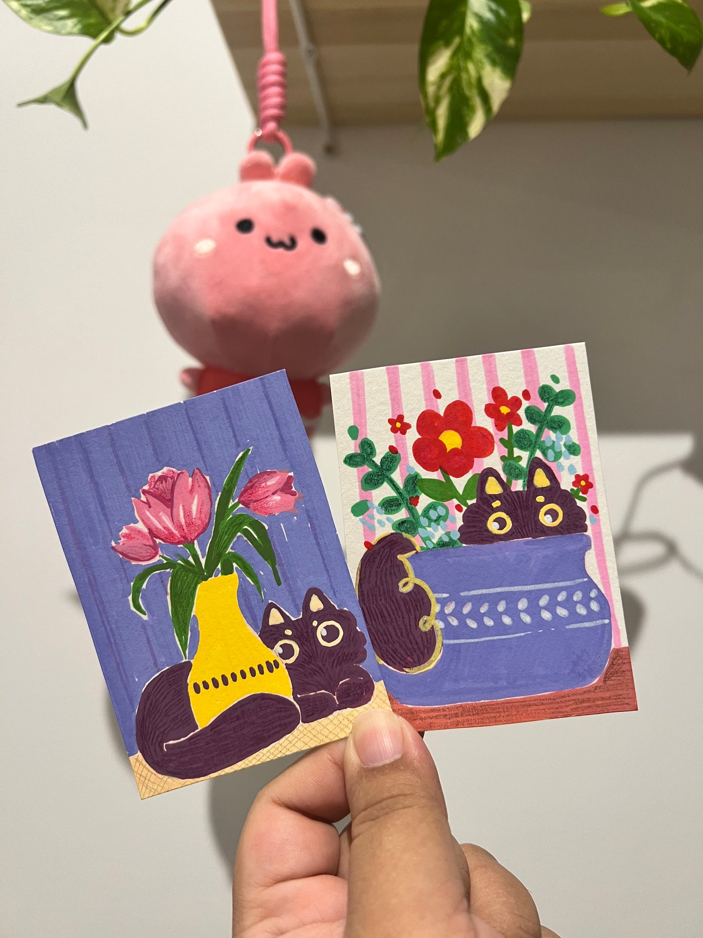 ACEO ORIGINALS - Cats and Vases Collection