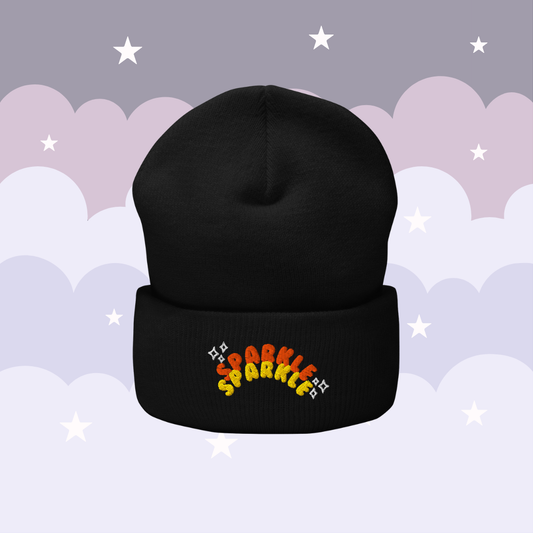 Sparkle Sparkle Cuffed Beanie - Red & Yellow