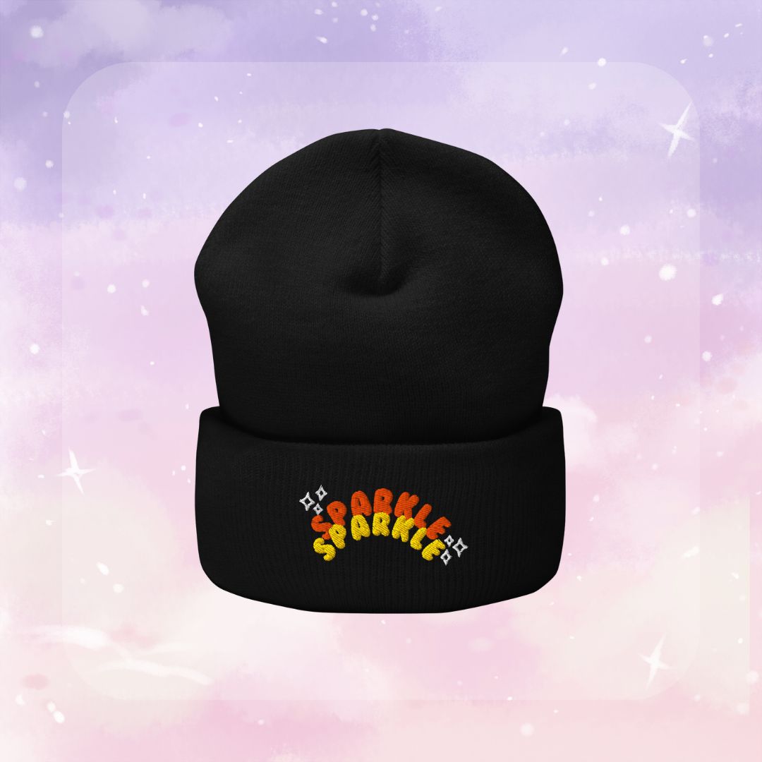 Sparkle Sparkle Cuffed Beanie - Red & Yellow