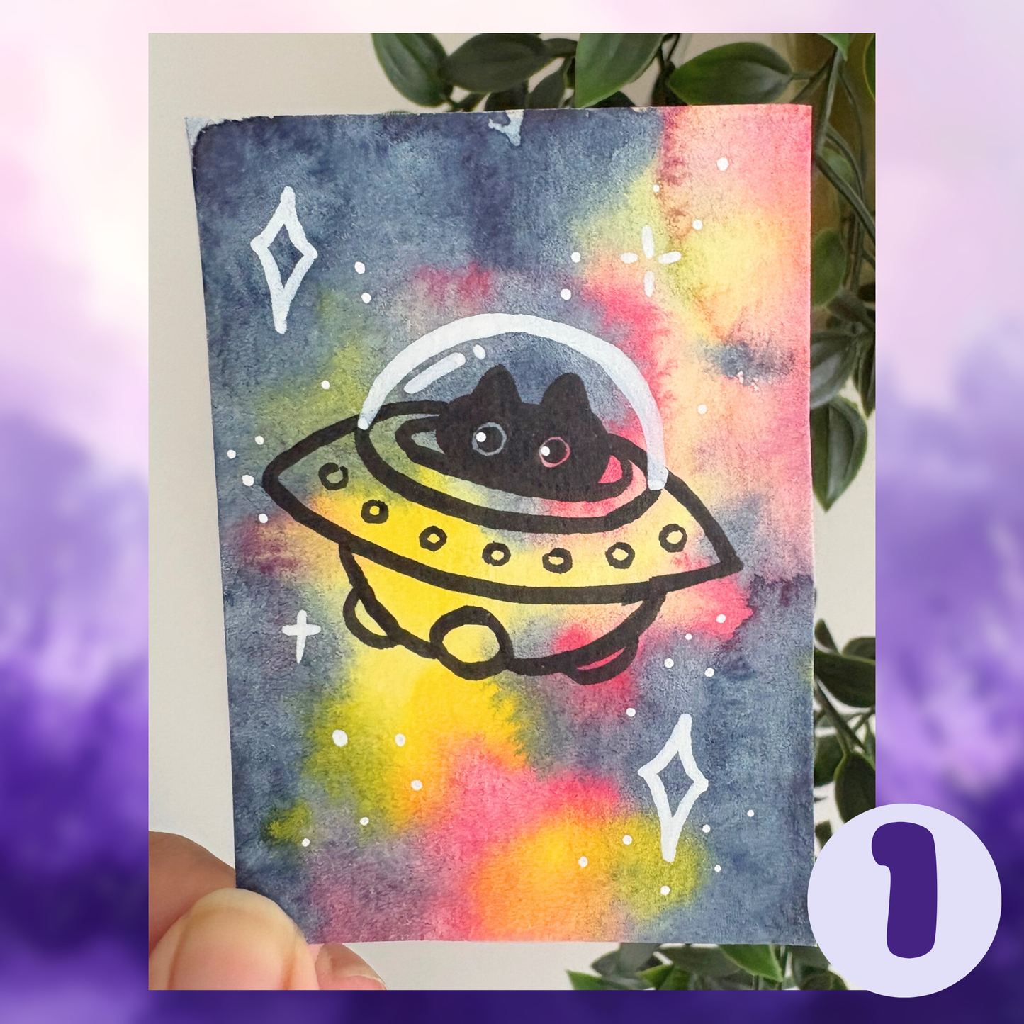 🔴  ACEO ORIGINALS - Space Kitties Collection