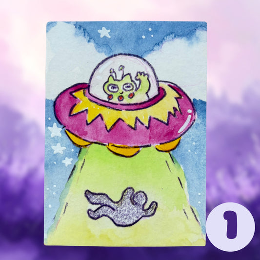 🔴 ACEO ORIGINALS -  UFO Collection - "Abduction"