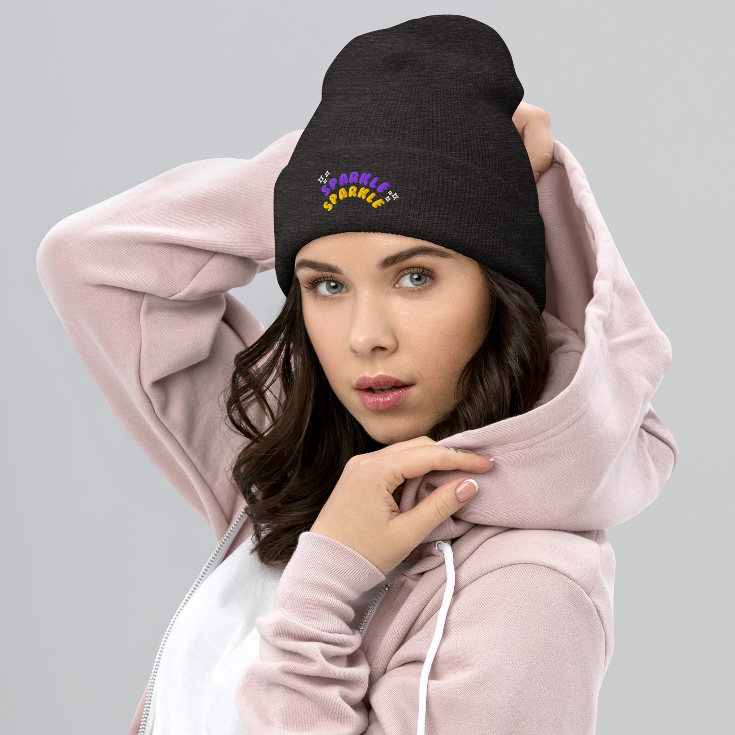 Sparkle Sparkle Cuffed Beanie - Purple & Yellow