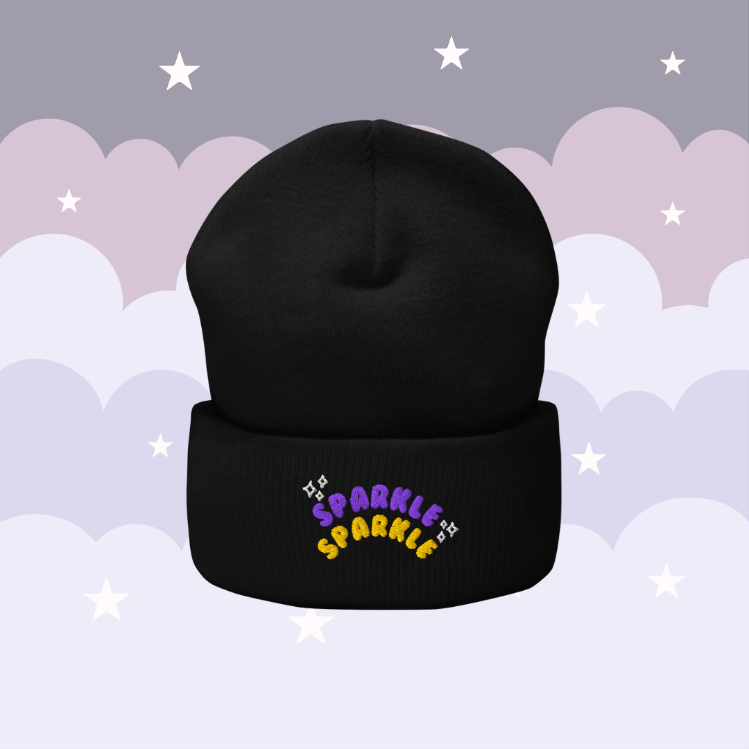 Sparkle Sparkle Cuffed Beanie - Purple & Yellow
