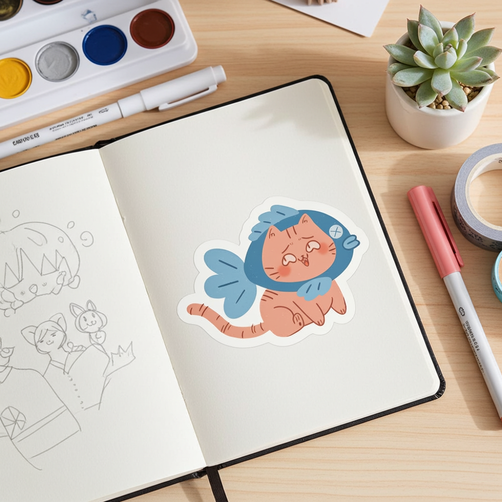 EHEK Fish Cat stickers